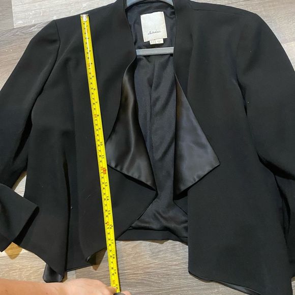 Anthropologie Elevenses Cardigan Open Solid Black Cropped Long Slve Sz 6, MP $74 - Picture 7 of 8